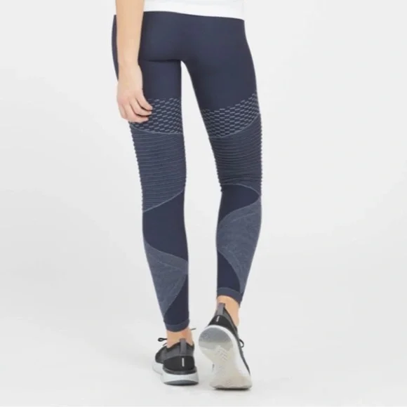 Spanx Look At Me Now Seamless Moto Leggings Indigo Blue Size XL - Picture 3 of 11